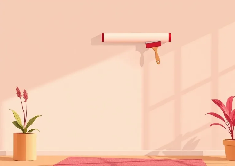 Pose de papier peint, rouleau et brosse à maroufler